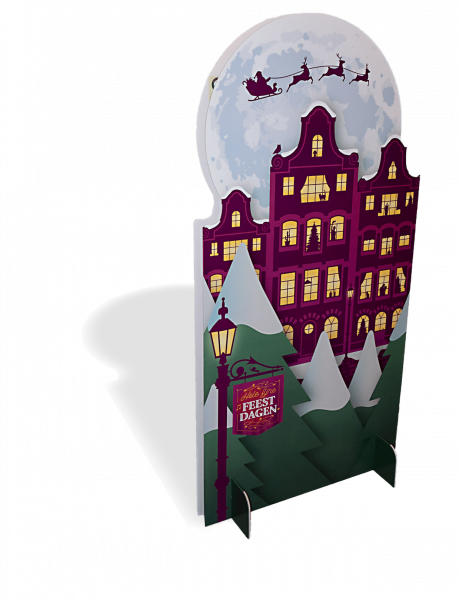 Kartonnen cutout display op maat voor de Albert Heijn voor de kerstdagen
