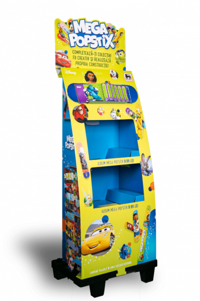 Kartonnen standee display voor Mega Popstix snoep