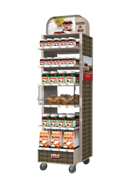Nutella vloerdisplay metaal + hout - transparant